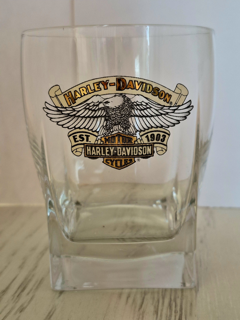 Harley-Davidson Gold & Black Eagle Logo Shot Glass 4" Collectible